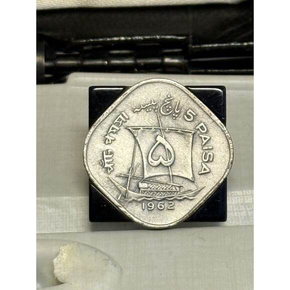 Pakistan 5 Paisa 1962 Cufflinks Nieman Marcus Dallas By Shields Original Box - Picture 4 of 11